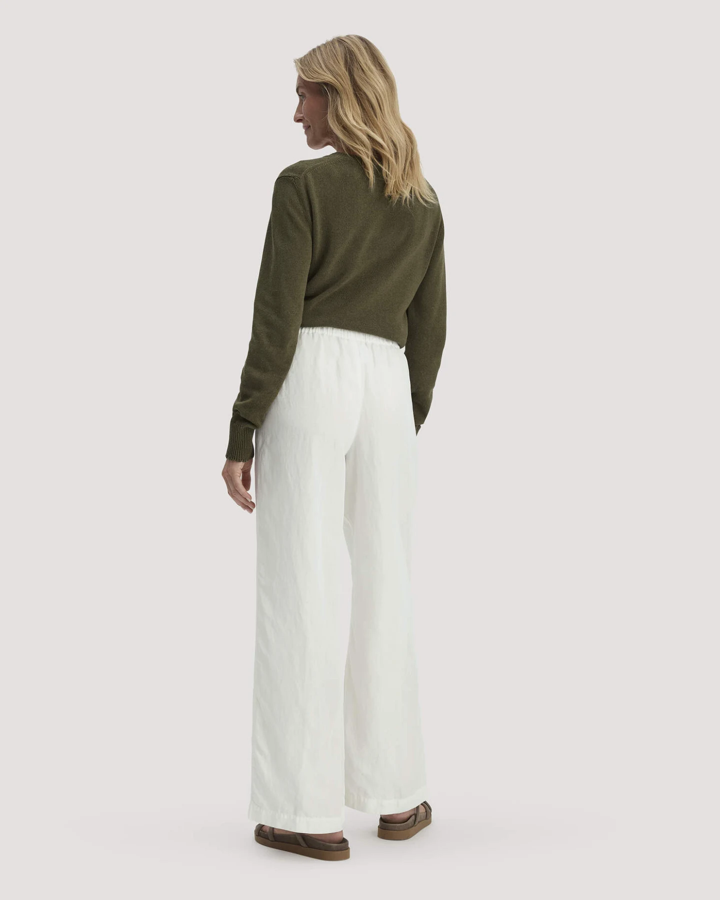 hessnatur Damen Hose Wide Leg aus TENCEL™ Lyocell mit Leinen - weiß - Größe 44 – Ansicht 2