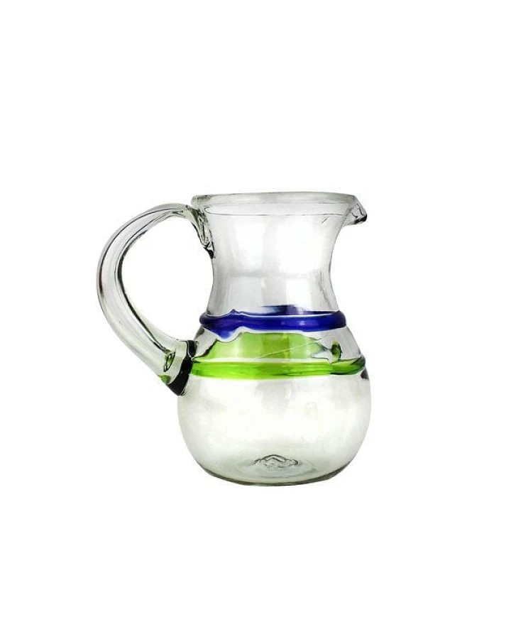 Mitienda Shop Krug aus mundgeblasenem Glas grün/blau, Karaffe