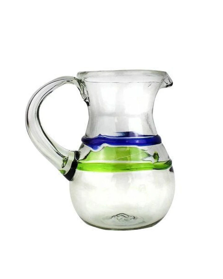 Mitienda Shop Krug aus mundgeblasenem Glas grün/blau, Karaffe