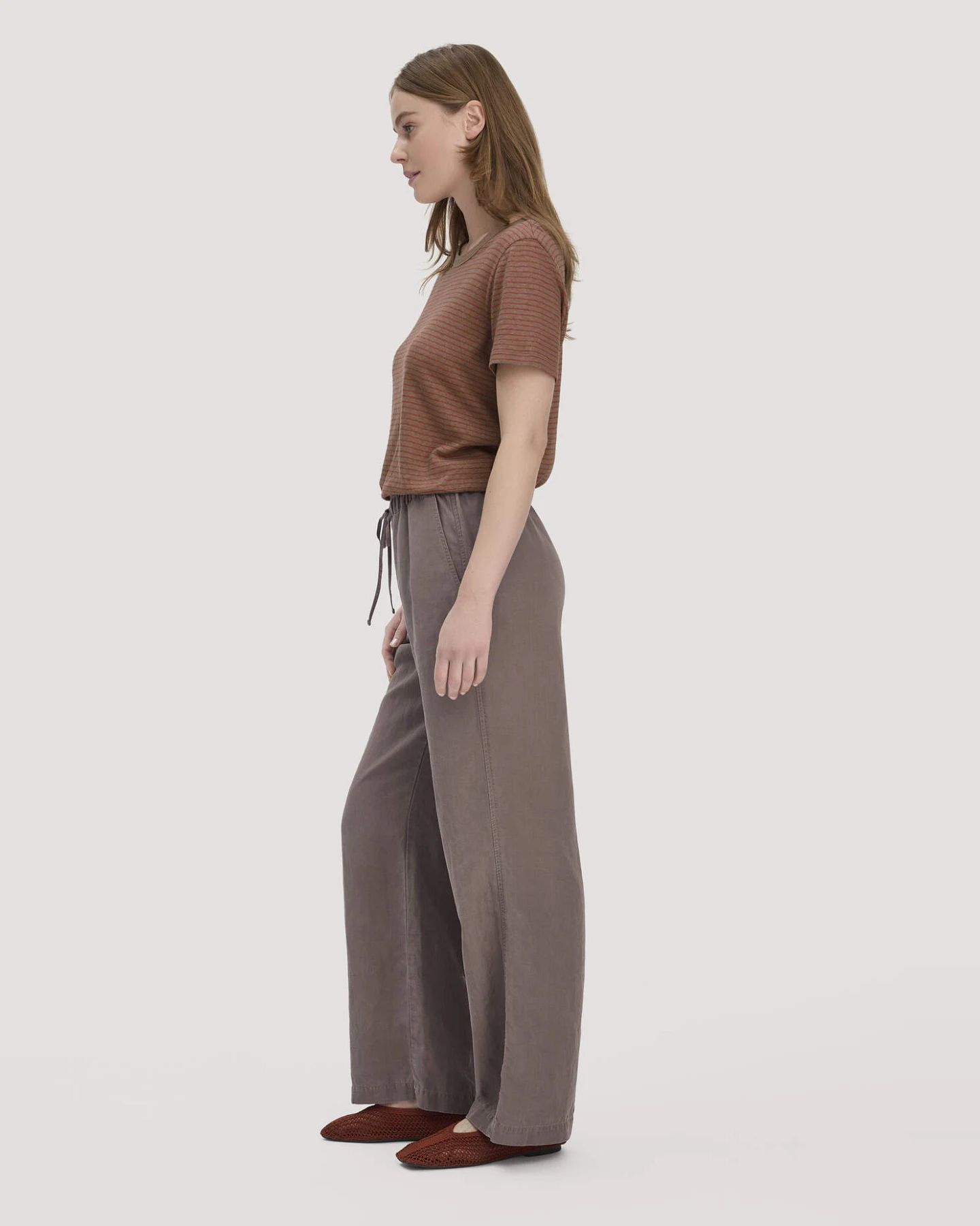 hessnatur Damen Hose Wide Leg aus TENCEL™ Lyocell mit Leinen - braun - Größe 42 – Ansicht 3