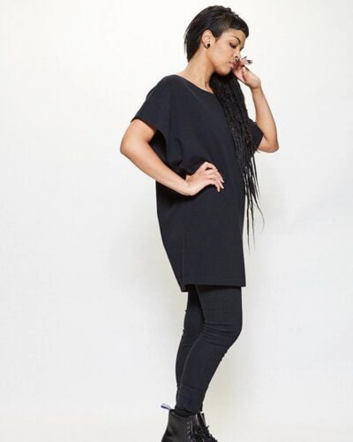 LUMEN organic Longshirt JERSEY schwarz – Ansicht 3