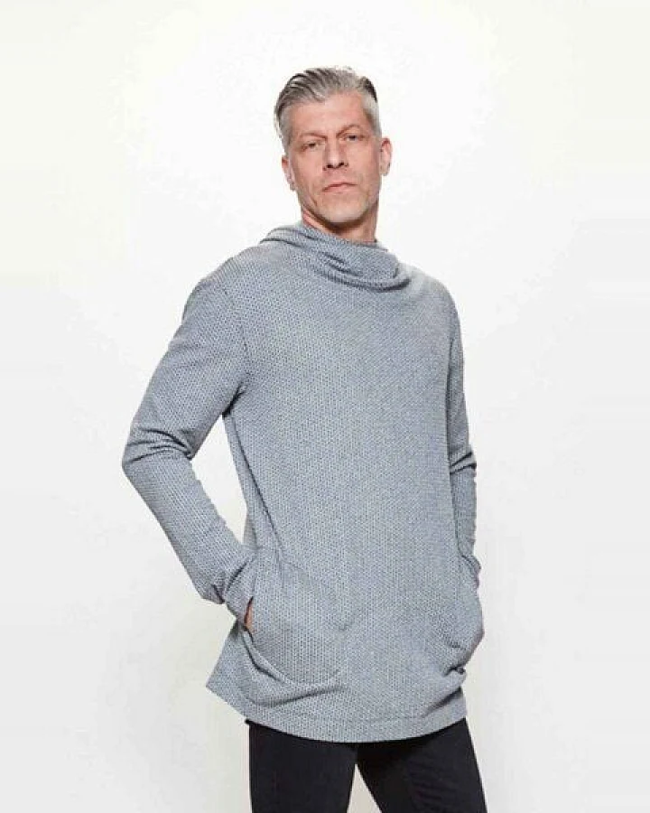 LUMEN organic Hoodie FISCHGRÄT hellgrau/schwarz