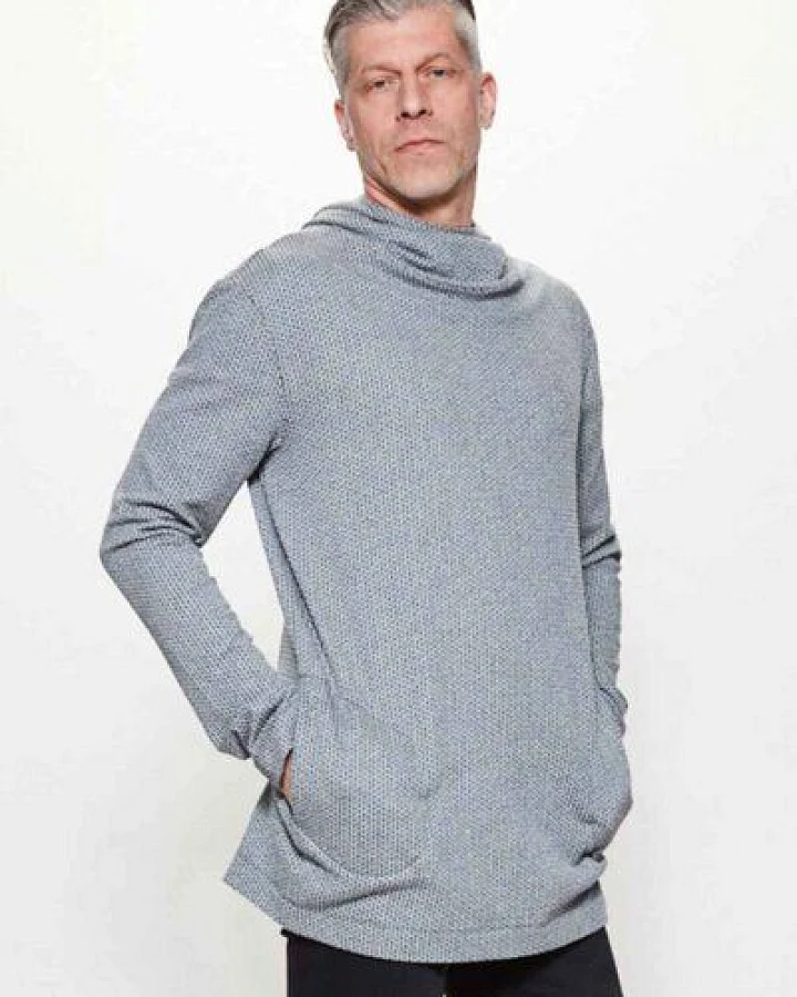 LUMEN organic Hoodie FISCHGRÄT hellgrau/schwarz