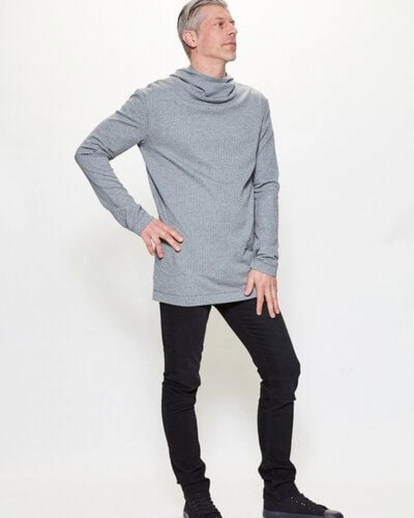 LUMEN organic Hoodie FISCHGRÄT hellgrau/schwarz – Ansicht 2