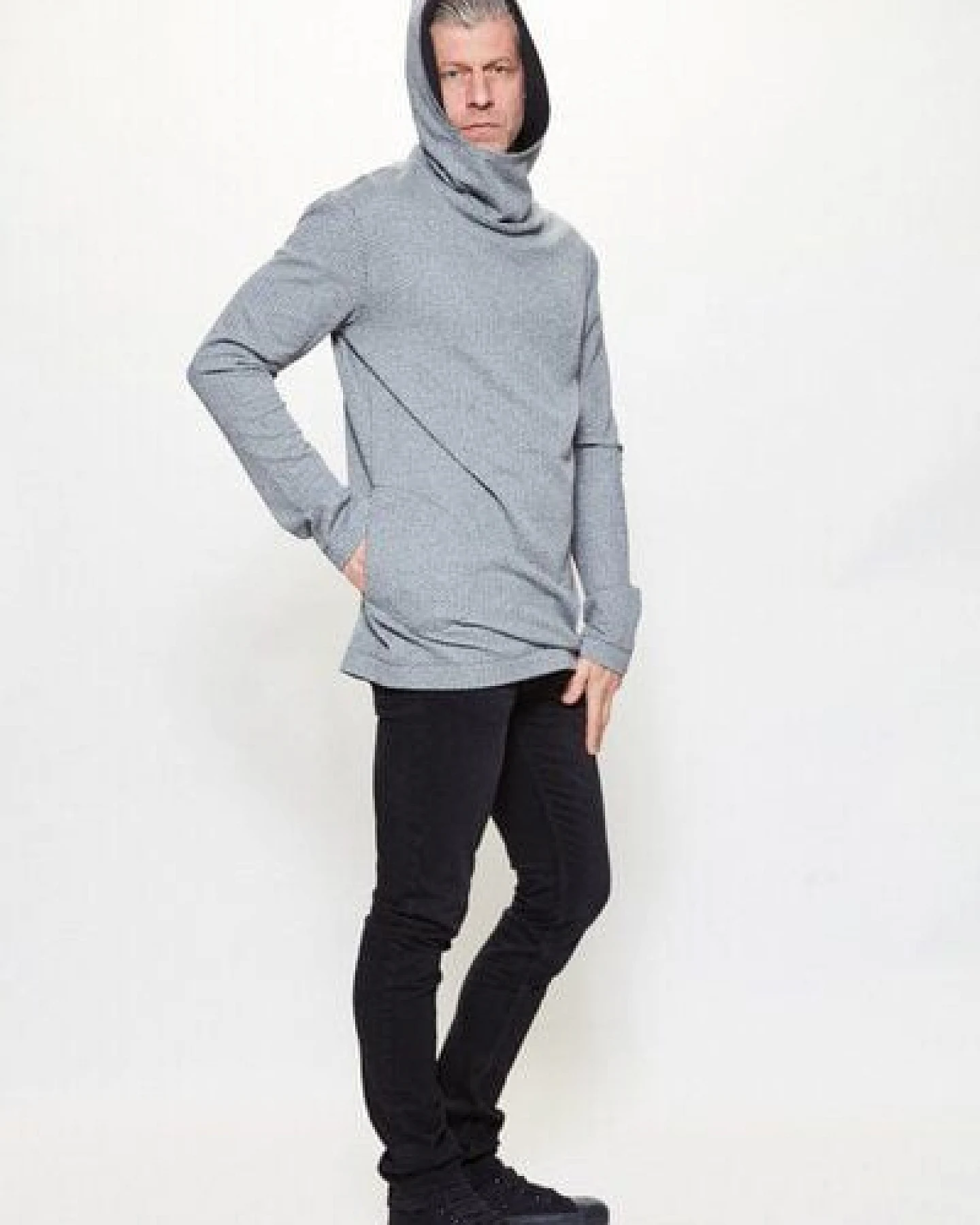 LUMEN organic Hoodie FISCHGRÄT hellgrau/schwarz – Ansicht 4