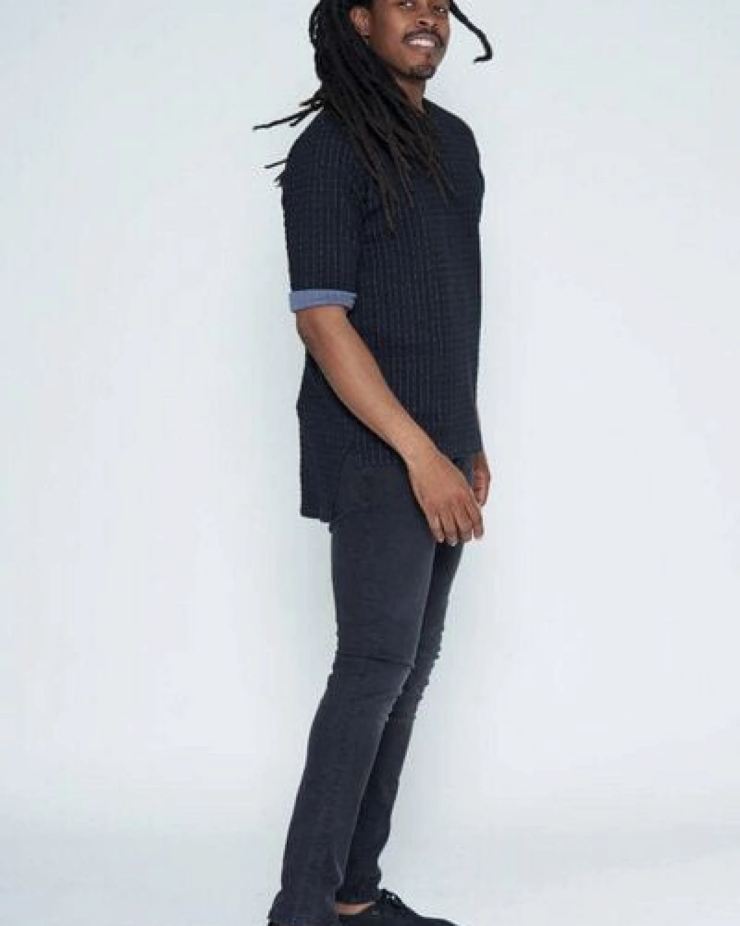 LUMEN organic Halbarm-Shirt STEPP schwarz/grau – Ansicht 2