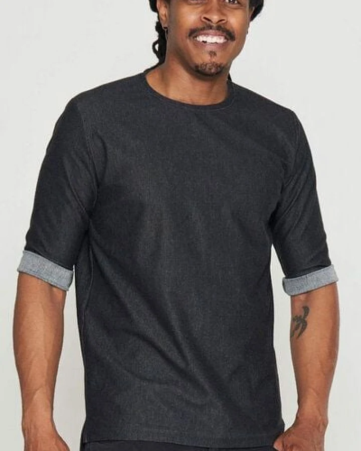LUMEN organic Halbarm-Shirt DENIM STRETCH anthrazit