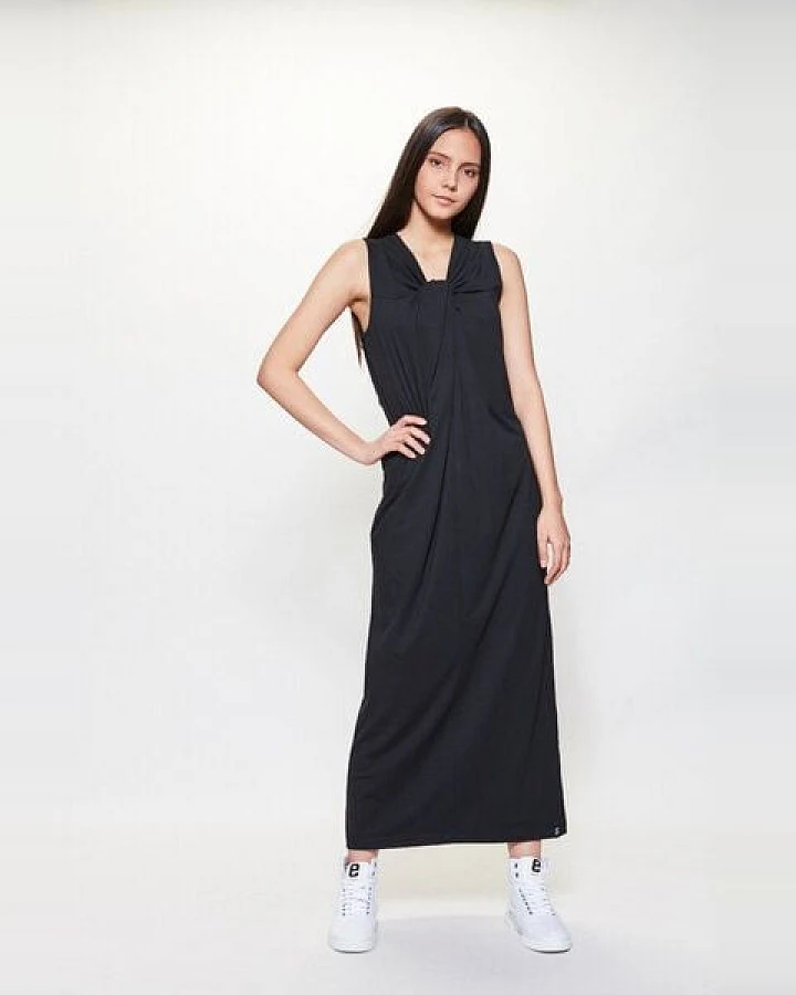 LUMEN organic Knotenkleid lang JERSEY schwarz