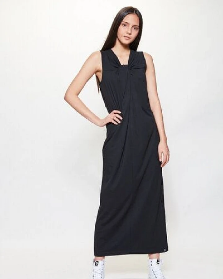 LUMEN organic Knotenkleid lang JERSEY schwarz