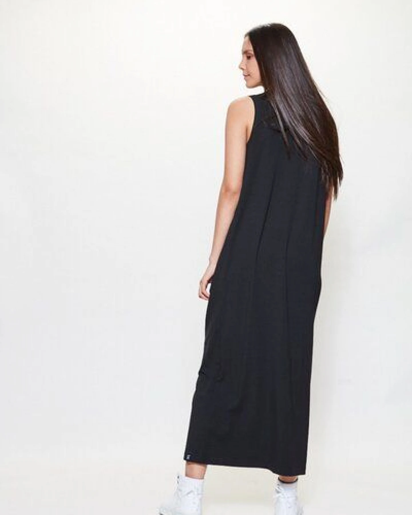 LUMEN organic Knotenkleid lang JERSEY schwarz – Ansicht 2