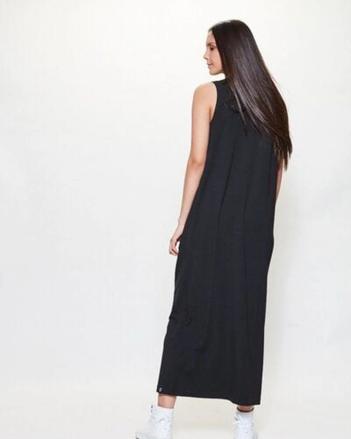 LUMEN organic Knotenkleid lang JERSEY schwarz – Ansicht 2