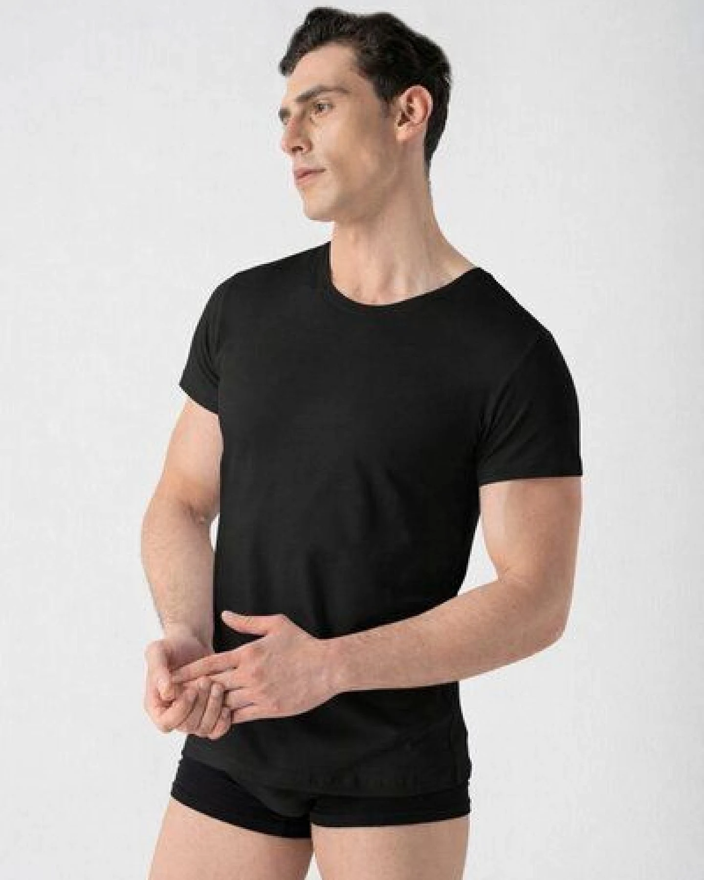 Burnell & Son Unterhemd Herren 3er Pack mit Rundhals - Extra Lang mit Kurzarm Basic Slim Fit – Ansicht 2