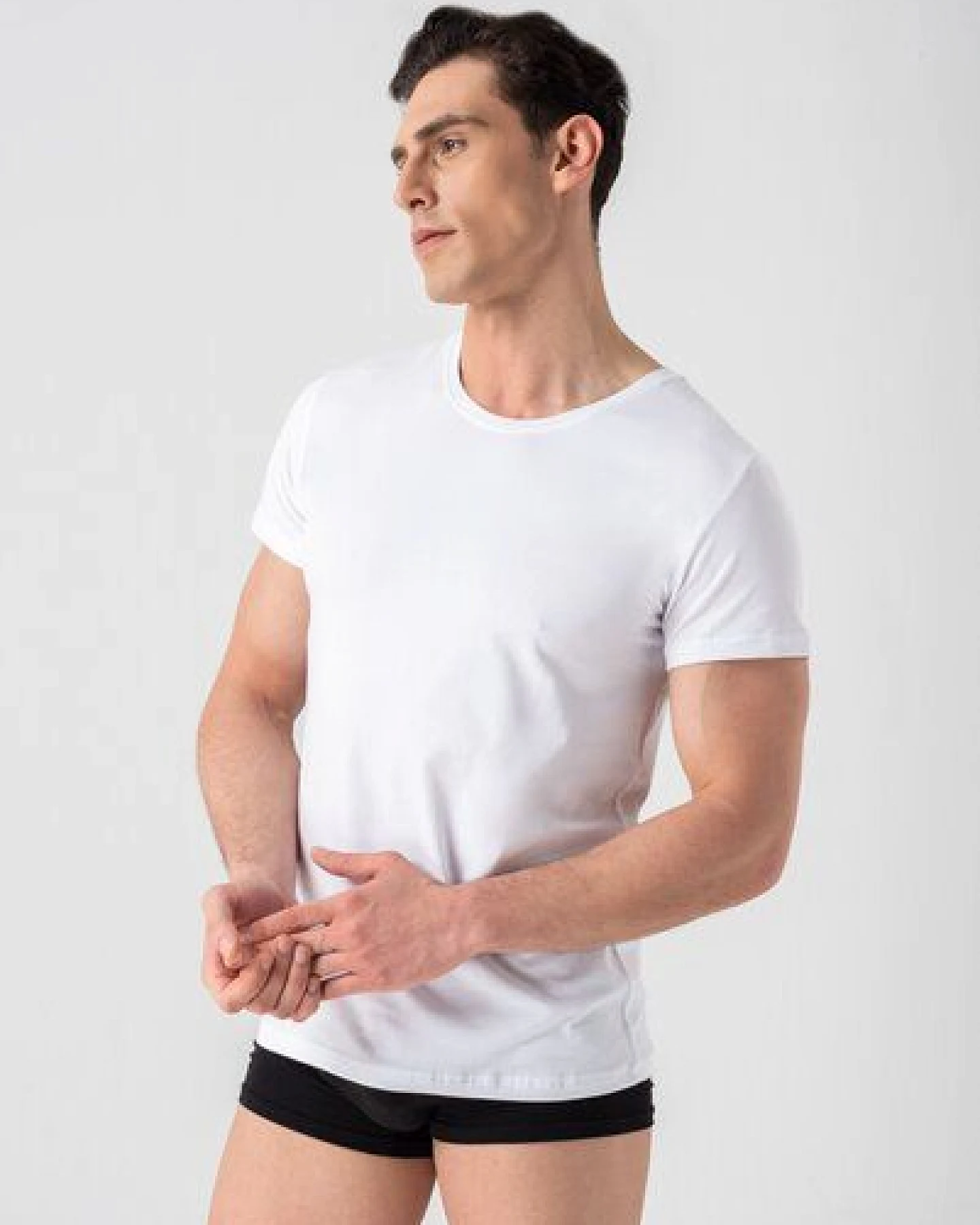 Burnell & Son Unterhemd Herren 3er Pack mit Rundhals - Extra Lang mit Kurzarm Basic Slim Fit – Ansicht 2