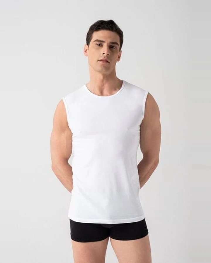 Burnell & Son Unterhemd Herren 3er Pack Ärmellos mit Rundhals - Feinripp Extra Lang, Slim Fit
