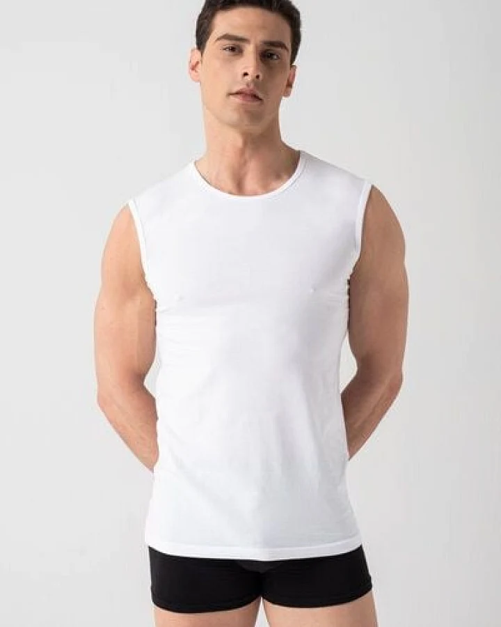 Burnell & Son Unterhemd Herren 3er Pack Ärmellos mit Rundhals - Feinripp Extra Lang, Slim Fit