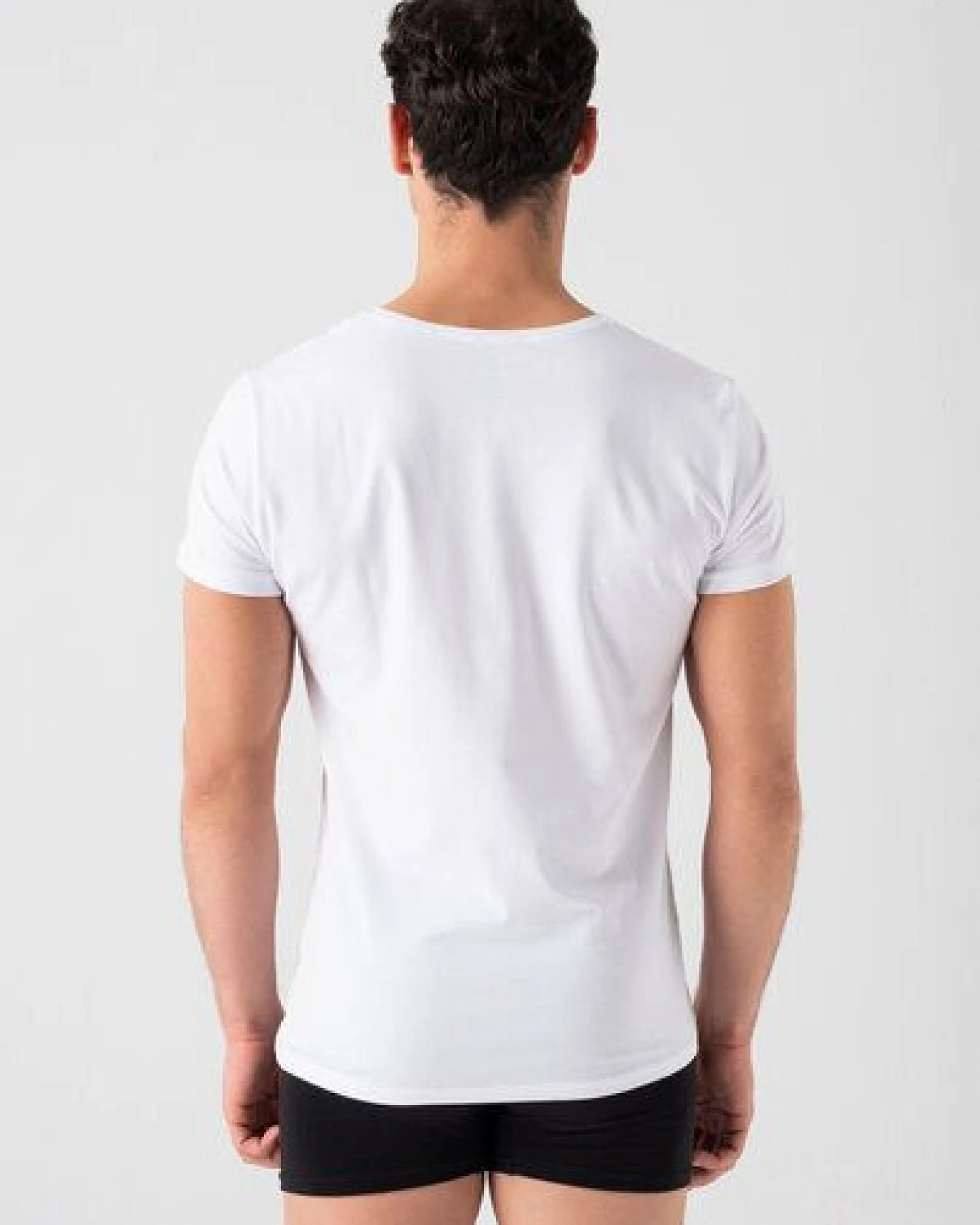 Burnell & Son Unterhemd Herren V-Ausschnitt 3er Pack - T-Shirt Extra Lang mit Kurzarm Slim Fit – Ansicht 4