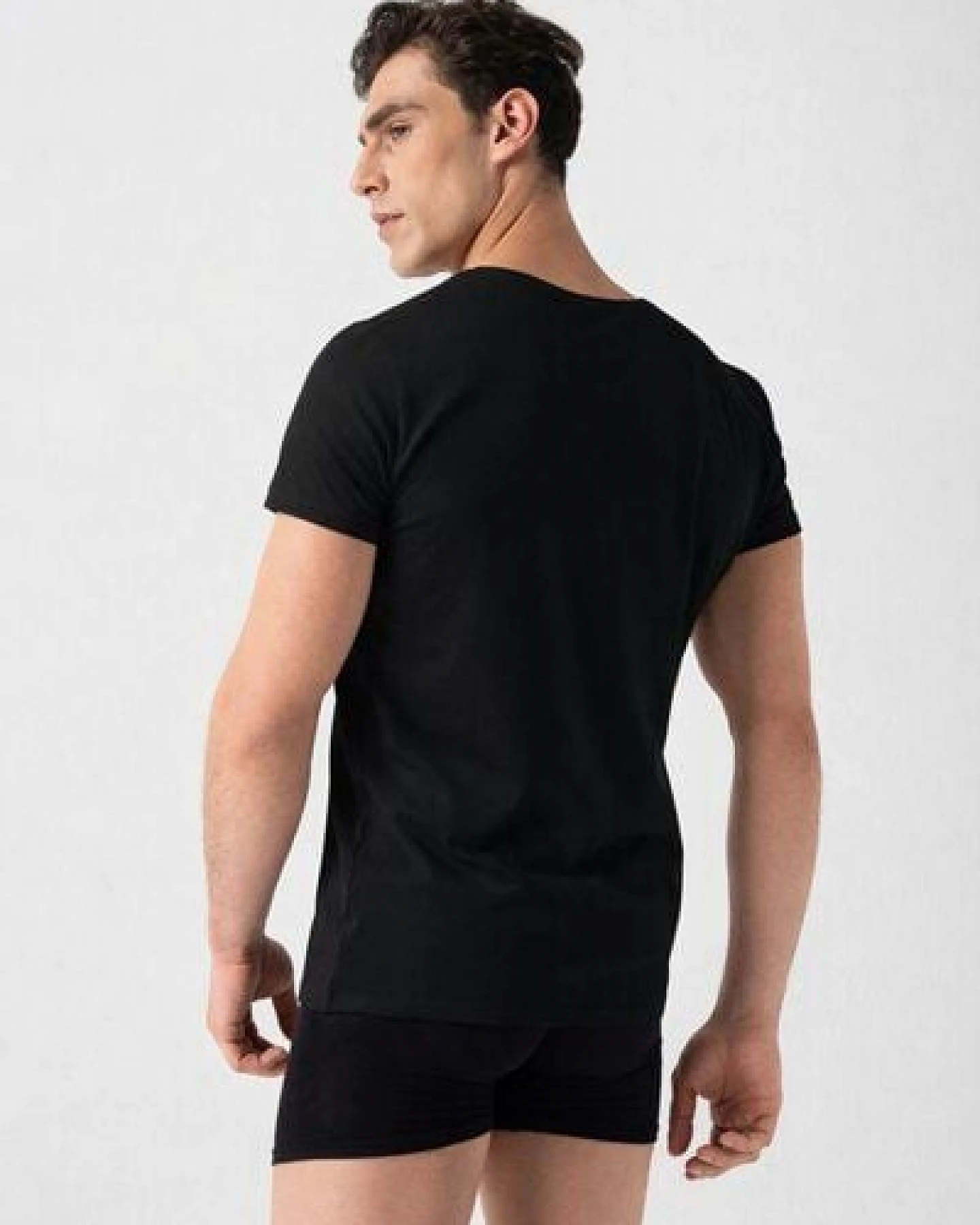 Burnell & Son Unterhemd Herren V-Ausschnitt 3er Pack - T-Shirt Extra Lang mit Kurzarm Slim Fit – Ansicht 3