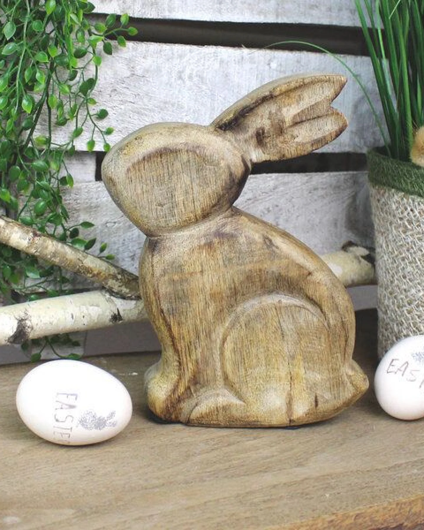 Mitienda Shop Handgemachter Osterhase Charly aus Holz 20cm – Ansicht 2