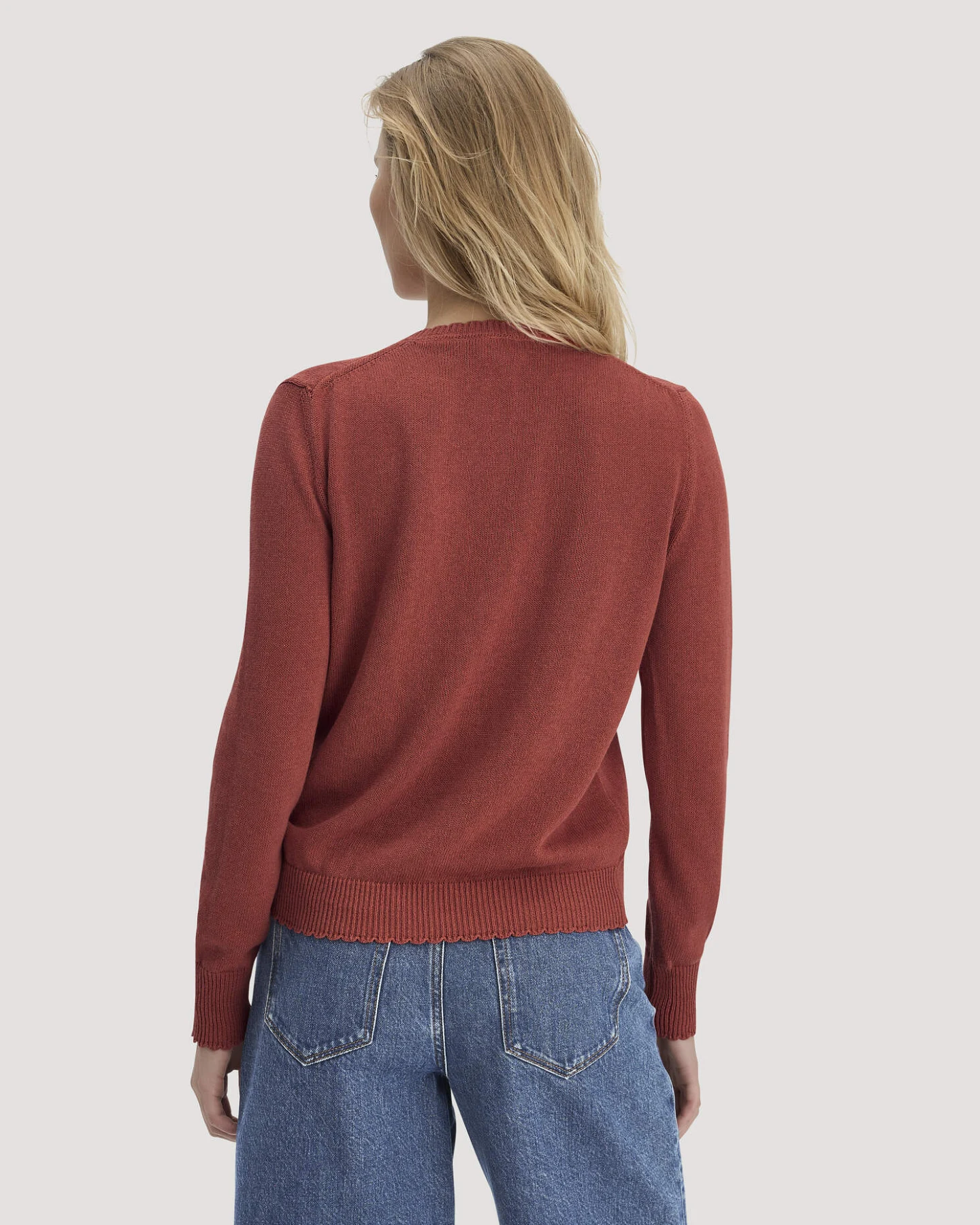 hessnatur Damen Strick Pullover Relaxed aus Leinen mit Bio-Baumwolle und LENZING™ ECOVERO - braun - Größe L – Ansicht 3