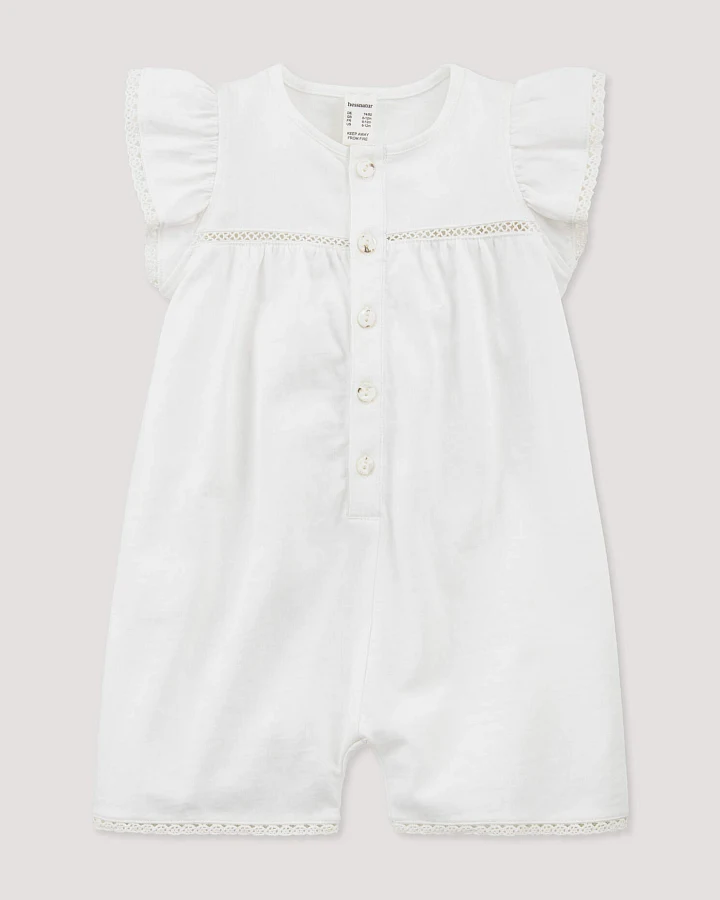 hessnatur Baby Strampler aus Bio-Baumwolle - weiß - Größe 62/68