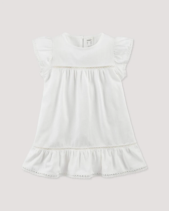hessnatur Baby Jersey Kleid aus Bio-Baumwolle - weiß - Größe 62/68