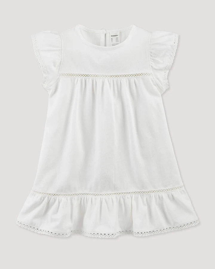 hessnatur Baby Jersey Kleid aus Bio-Baumwolle - weiß - Größe 86/92