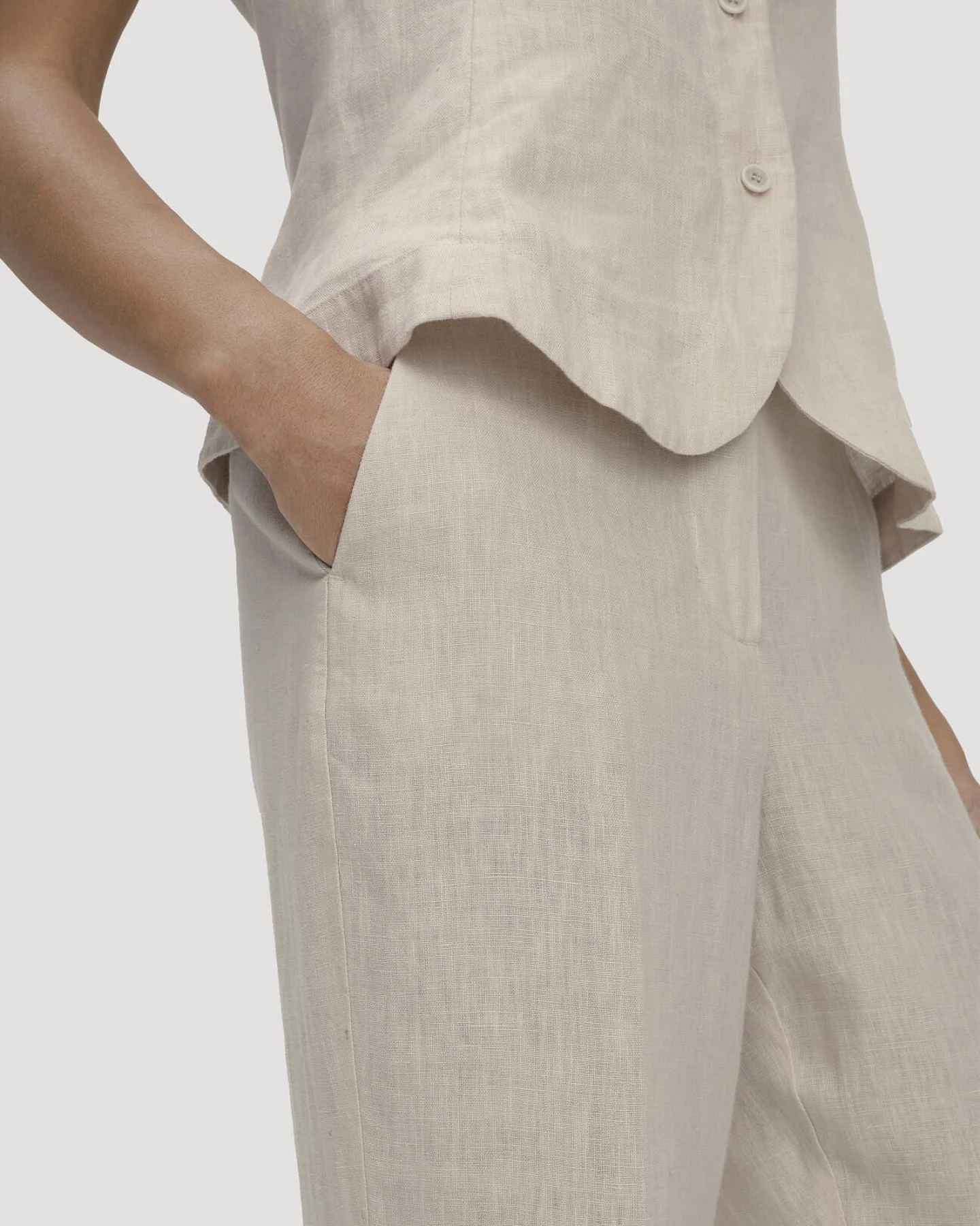 hessnatur Damen Hose Straight Leg aus Leinen - beige - Größe 48 – Ansicht 3