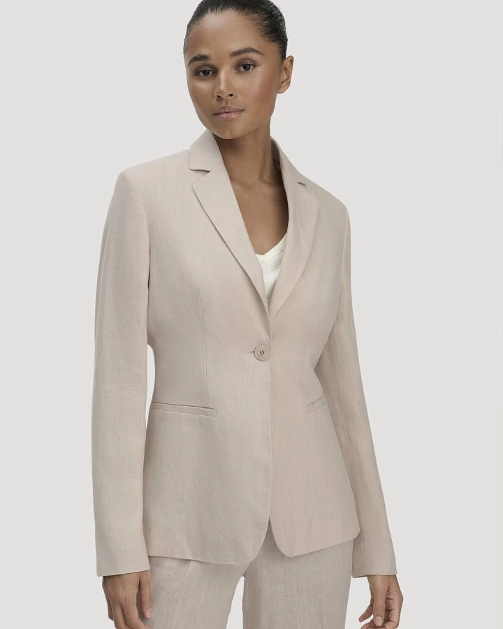 hessnatur Damen Blazer Regular aus Leinen - beige - Größe 34
