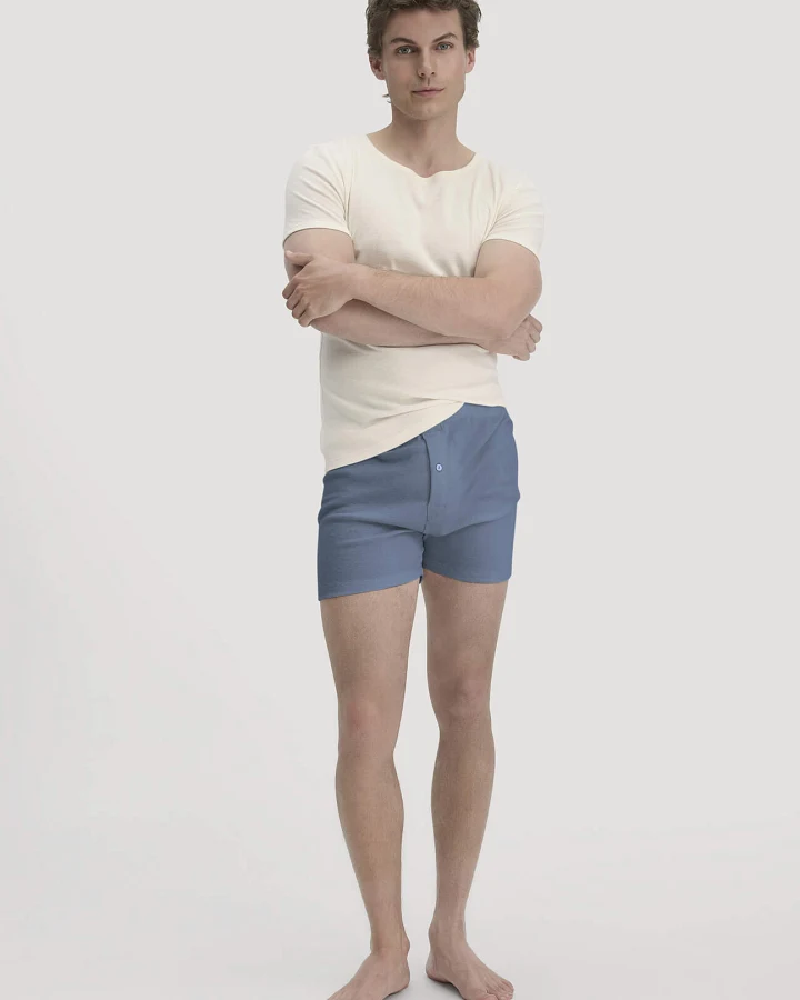 hessnatur Herren Boxershorts aus Bio-Baumwolle mit TENCEL™ Modal - blau - Größe 4 = S