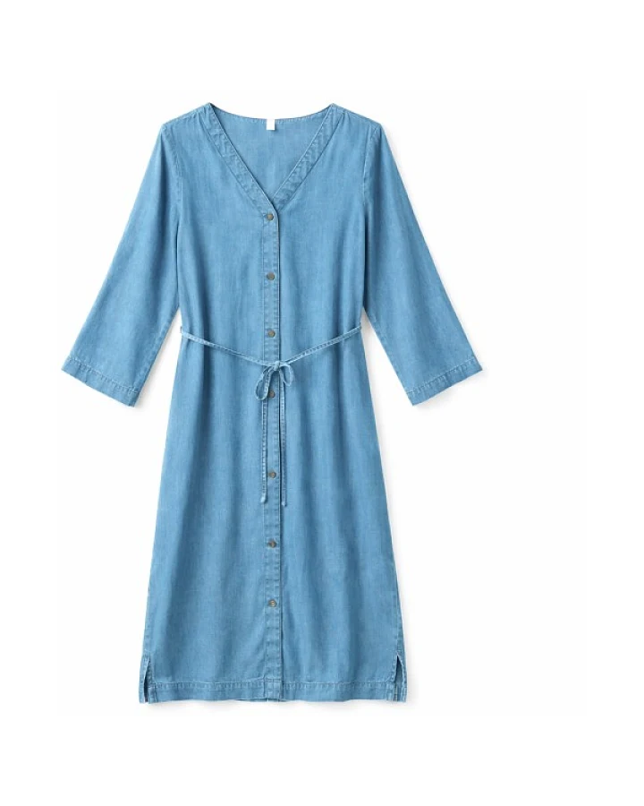Mazine - Women's V-Neck Tencel Midi Dress - Rock Gr XS blau