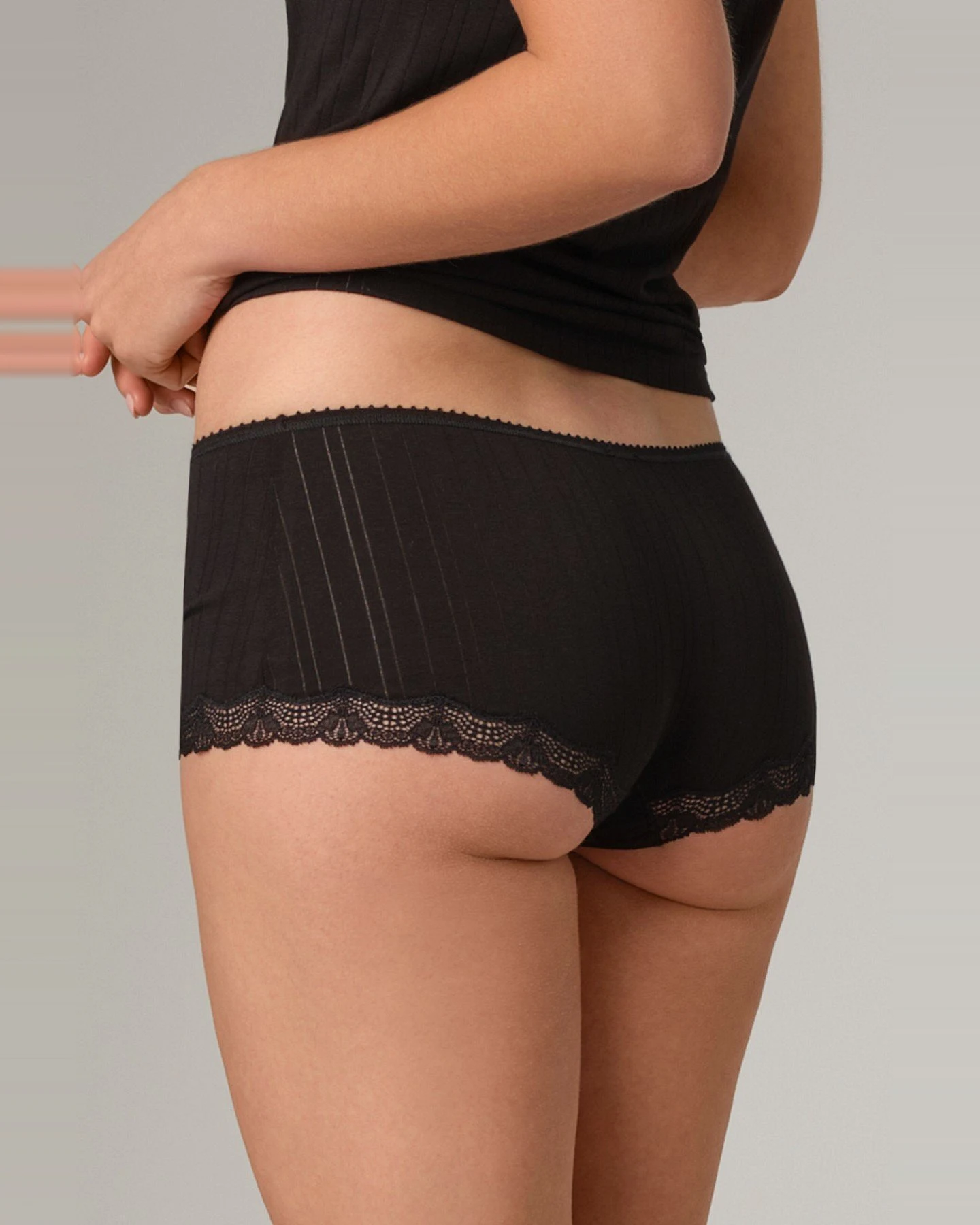 Hipster Panty Rib Lace Schwarz – Ansicht 4