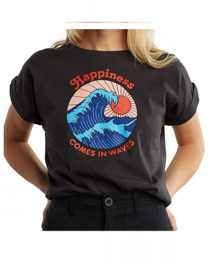 DEDICATED - Women's T-Shirt Visby Happiness - T-Shirt Gr L schwarz