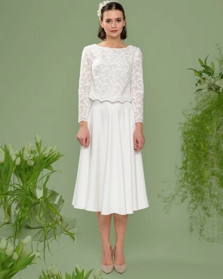 Atelier SNOW Zweiteiliges Brautkleid Langarm Top Lily-Alyssien
