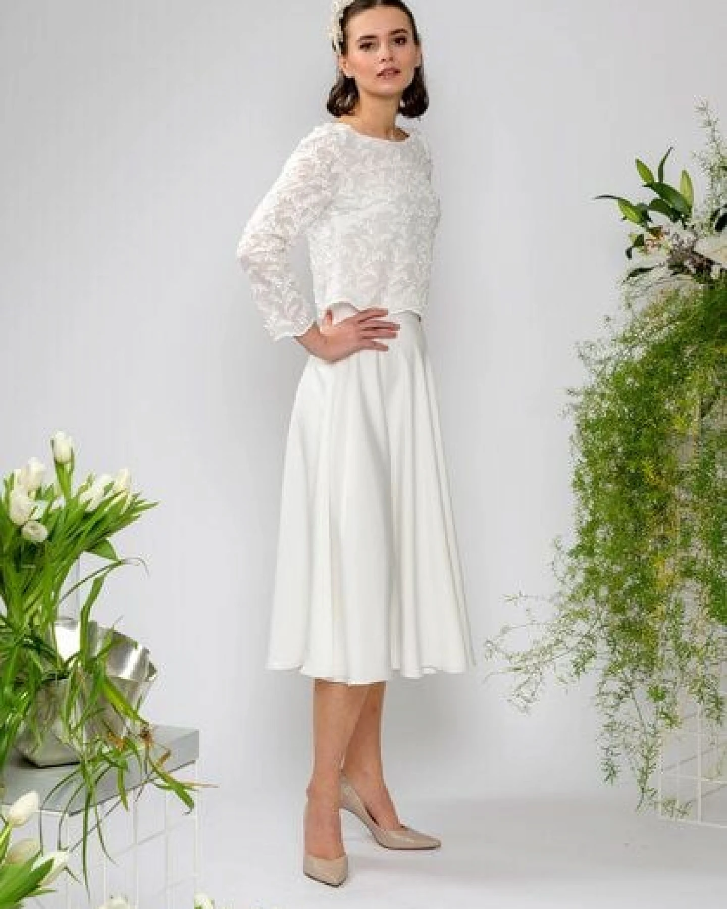 Atelier SNOW Zweiteiliges Brautkleid Langarm Top Lily-Alyssien – Ansicht 2