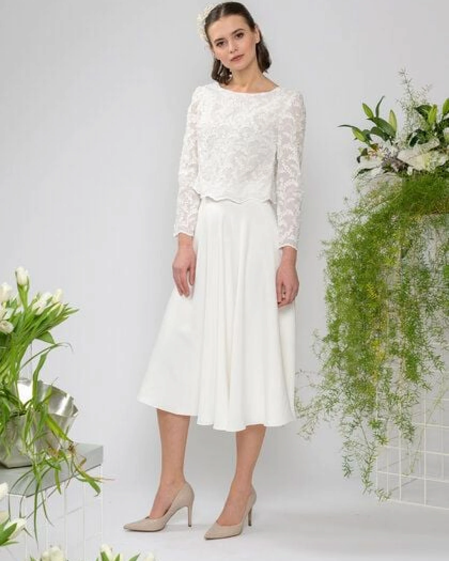 Atelier SNOW Zweiteiliges Brautkleid Langarm Top Lily-Alyssien – Ansicht 3