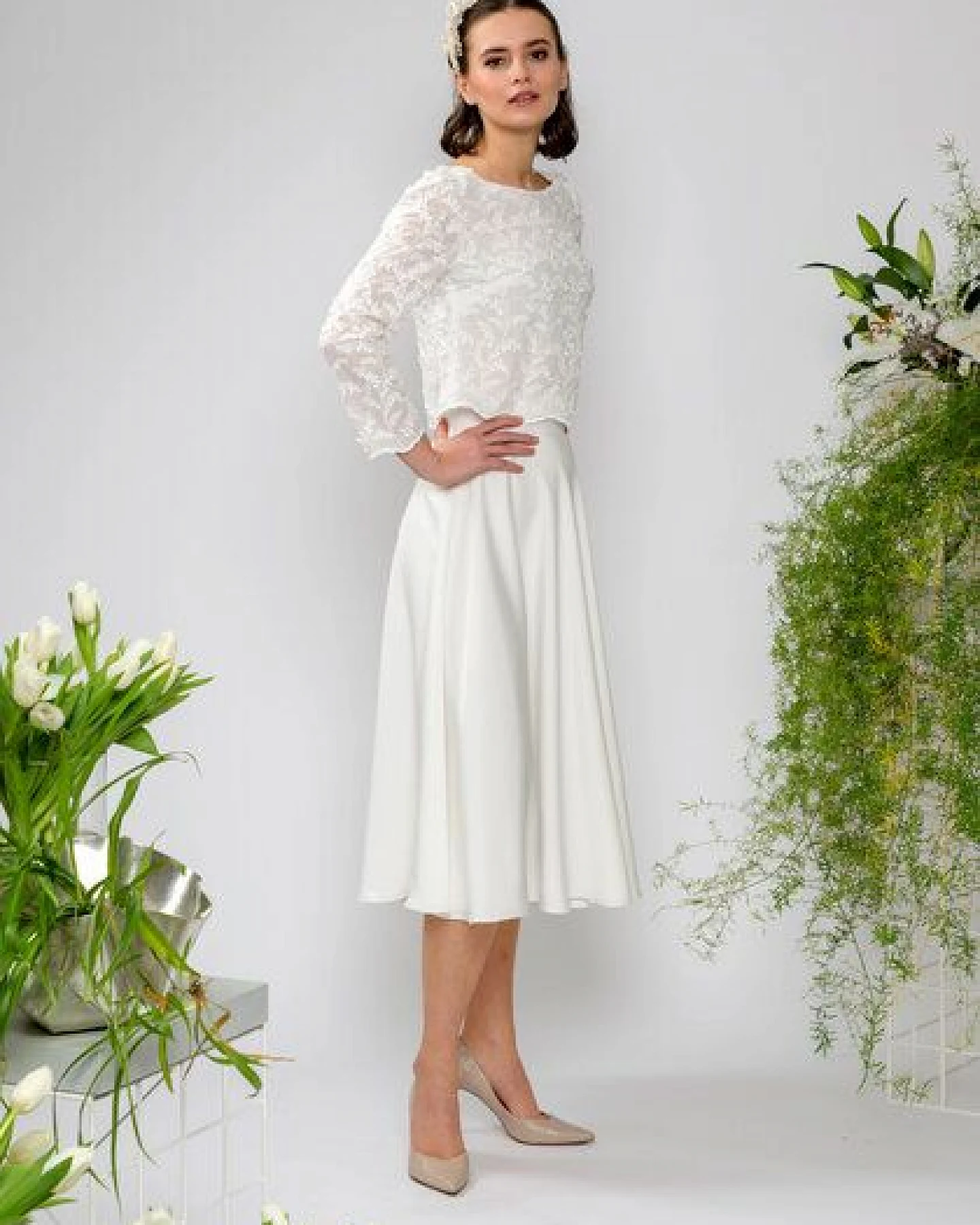Atelier SNOW Zweiteiliges Brautkleid Langarm Top Lily-Alyssien – Ansicht 2