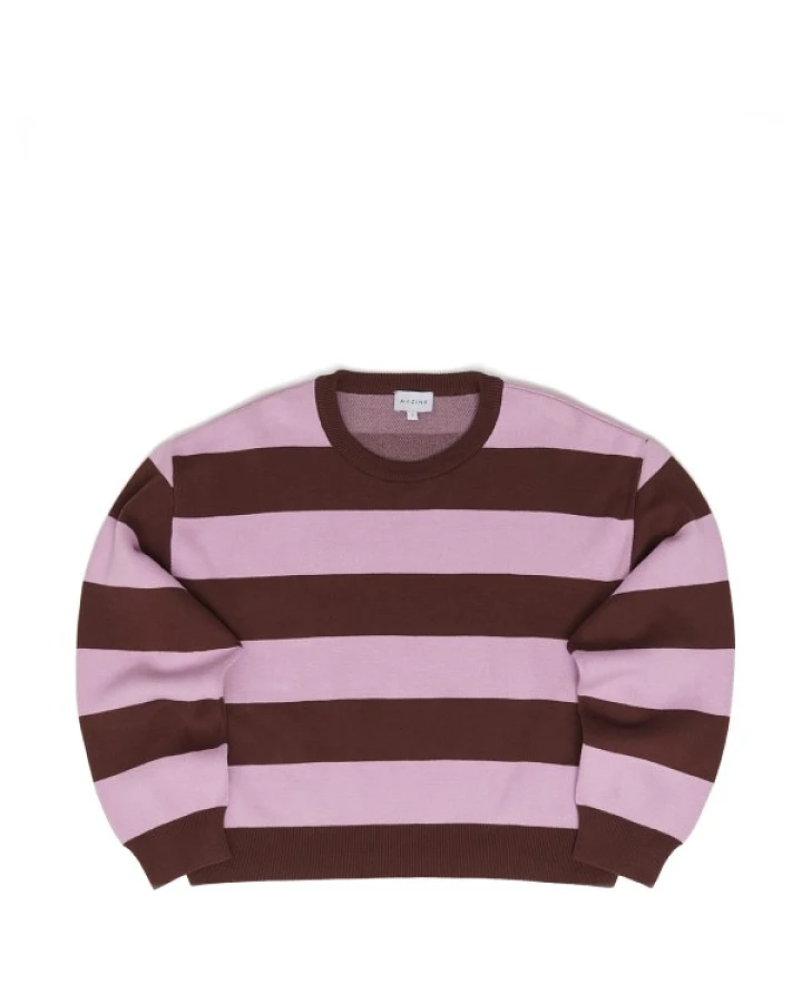 Mazine - Women's Striped Jacquard Knit Jumper - Pullover Gr XL braun/lila