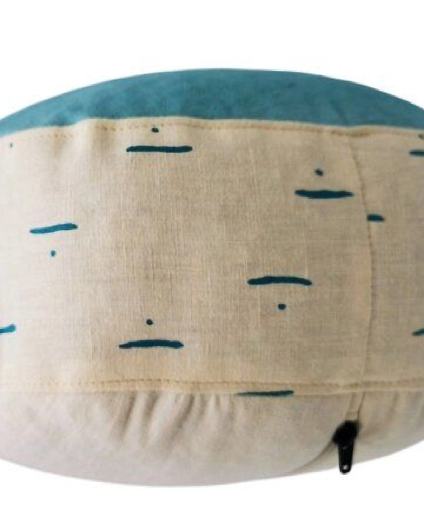 Ames sensibles Meditationskissen rund, Natur/ Türkise 30 x 16cm – Ansicht 2