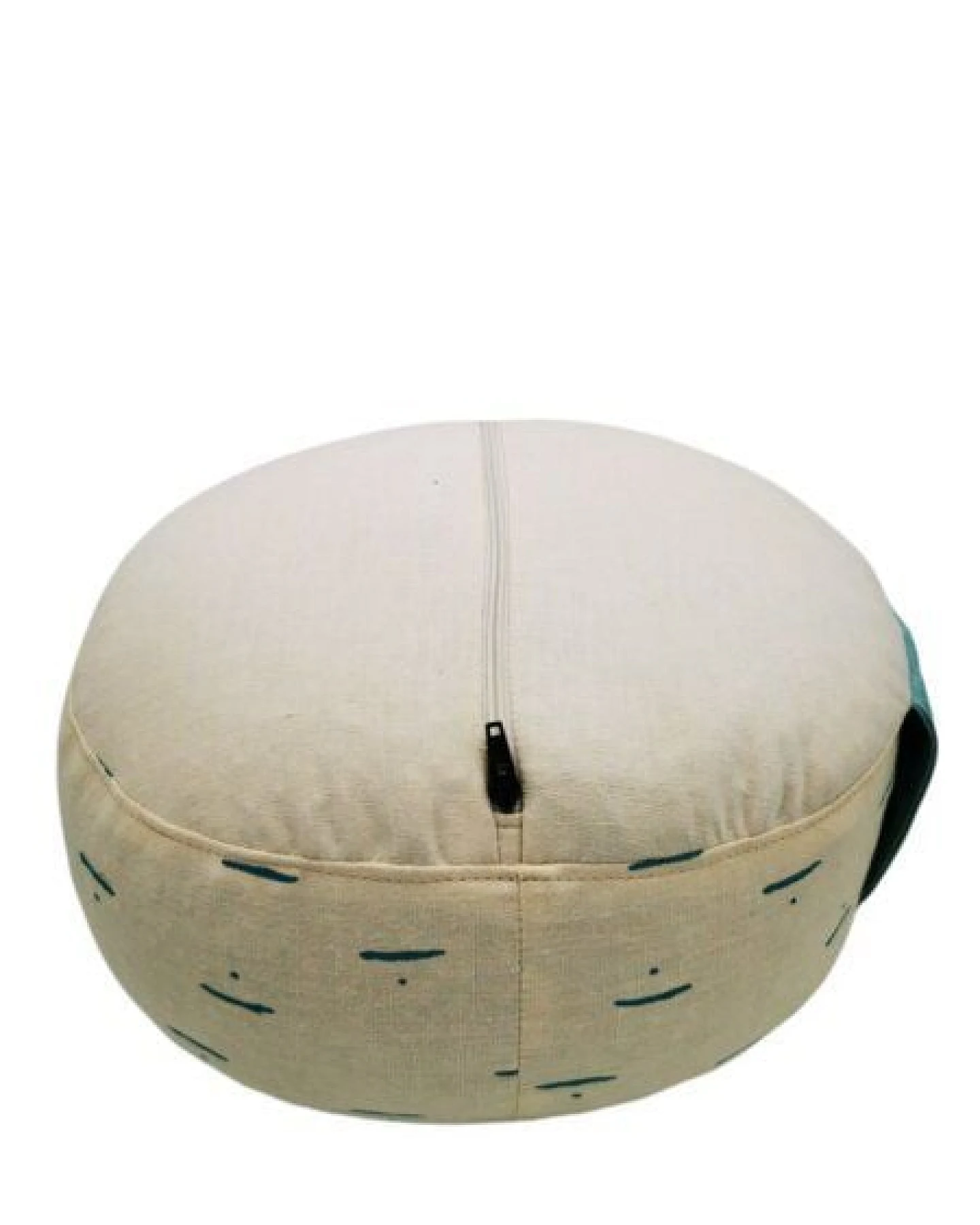 Ames sensibles Meditationskissen rund, Natur/ Türkise 30 x 16cm – Ansicht 4