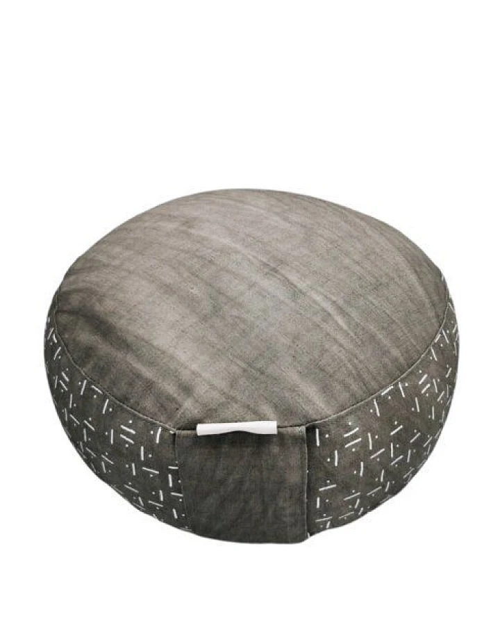 Ames sensibles Meditationskissen rund, Grau/Natur 30 x 16cm