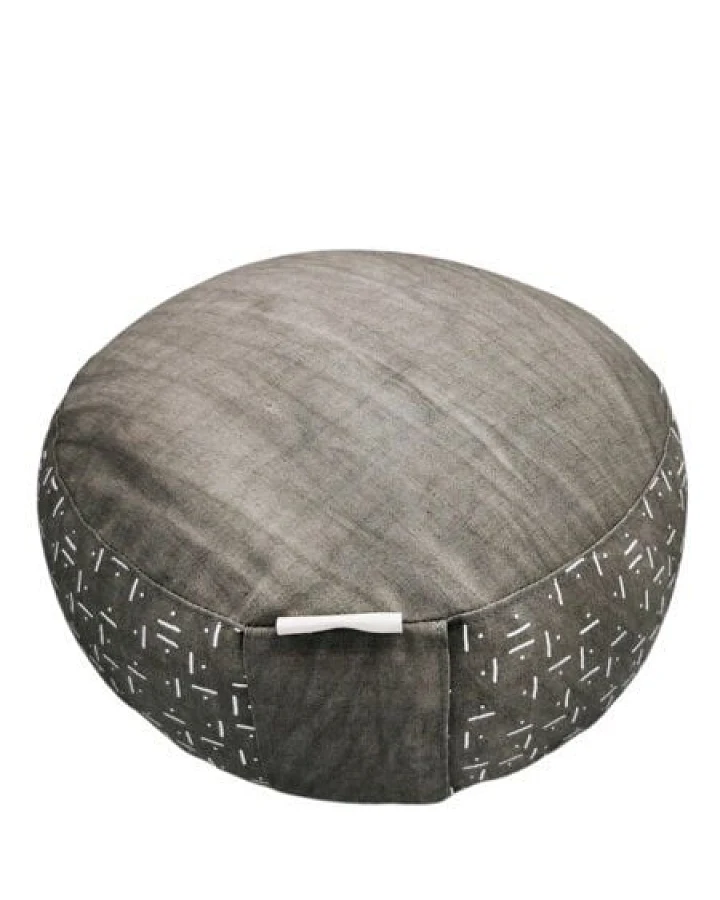 Ames sensibles Meditationskissen rund, Grau/Natur 30 x 16cm