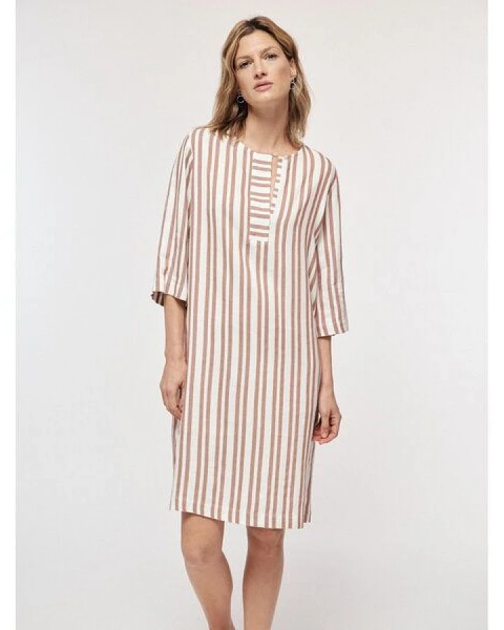 LANIUS Kaftankleid aus LENZING ECOVERO mit Leinen