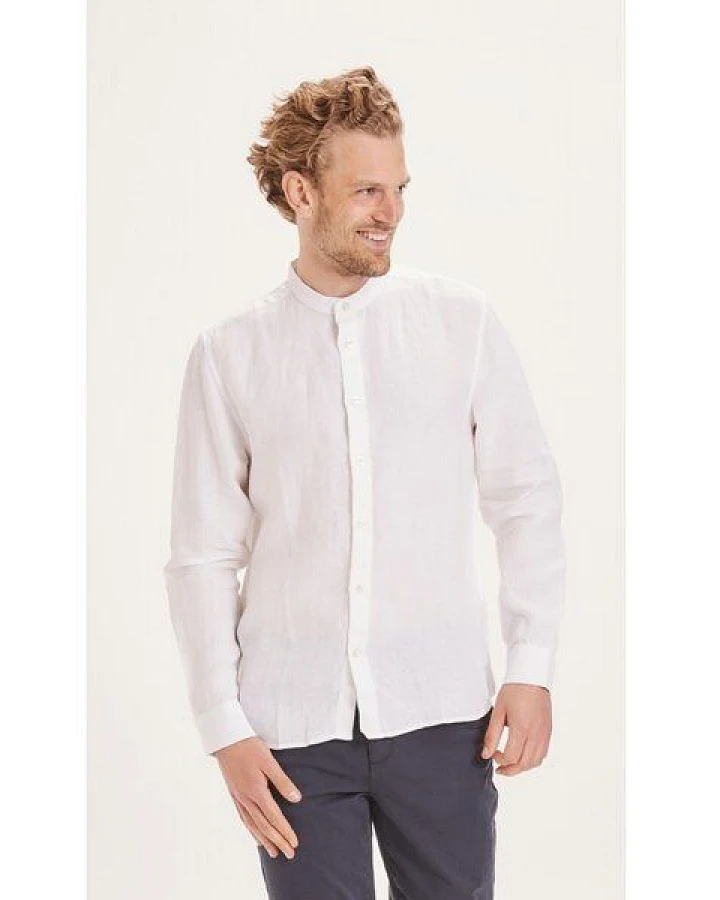 KnowledgeCotton Apparel Leinenhemd - Custom fit linen stand collar shirt