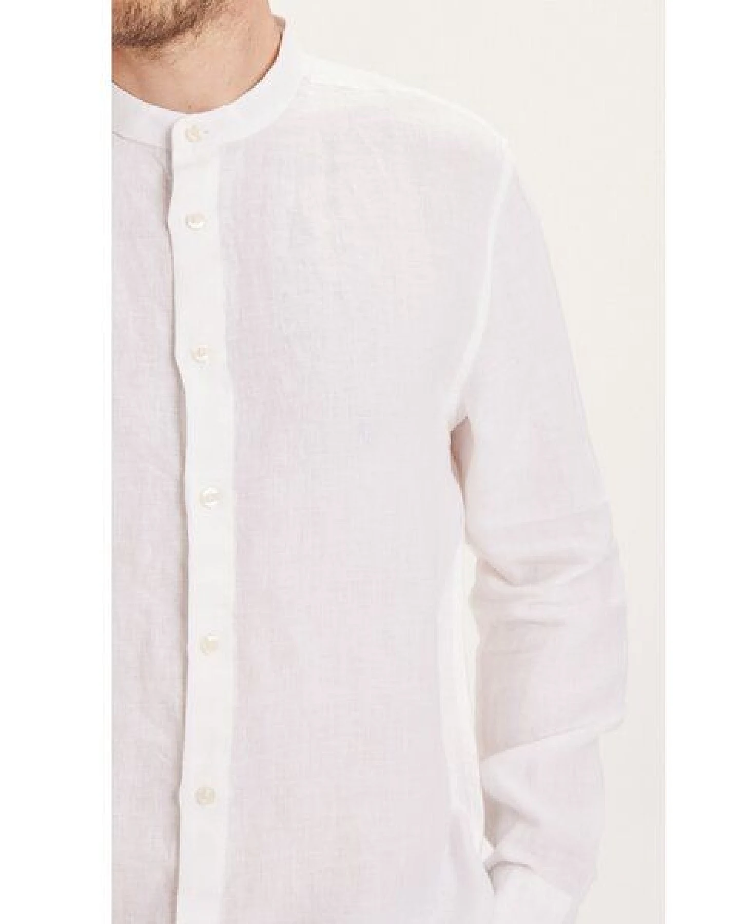 KnowledgeCotton Apparel Leinenhemd - Custom fit linen stand collar shirt – Ansicht 4