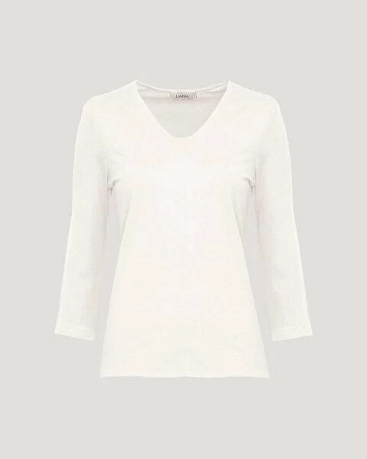 LANA Organic V-Neck Shirt für Damen, 3/4 Arm - Modell Mara