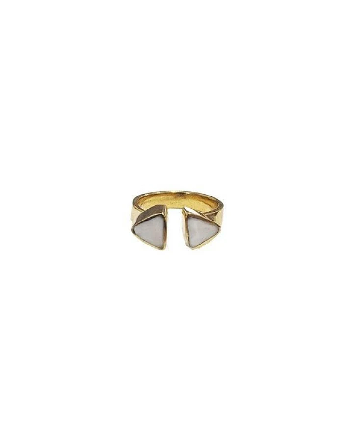 Swahili Coast Messing Fingerringe - TRIANGLE & GEO INLAY - Recycling Messingschmuck
