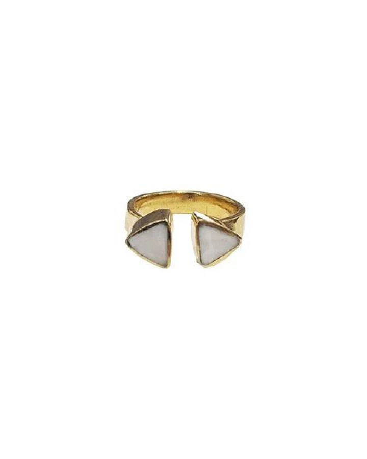 Swahili Coast Messing Fingerringe - TRIANGLE & GEO INLAY - Recycling Messingschmuck