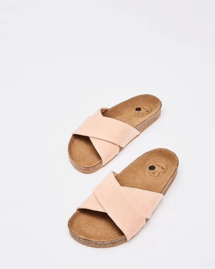 NINE TO FIVE #clota - bequeme Pantolette aus recyceltem Canvas mit Naturlatex-Fussbett und Kork