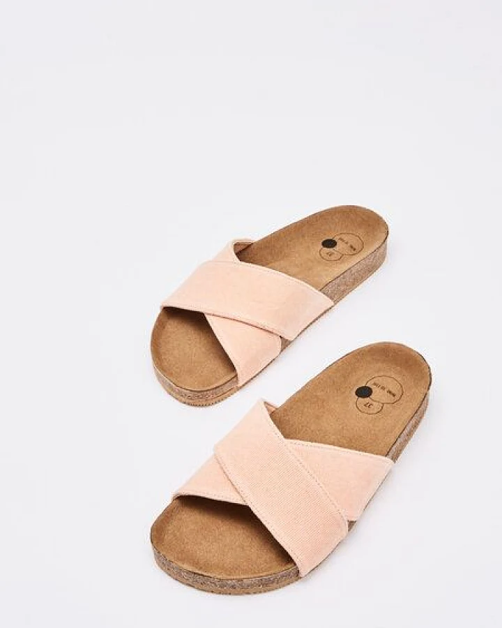 NINE TO FIVE #clota - bequeme Pantolette aus recyceltem Canvas mit Naturlatex-Fussbett und Kork