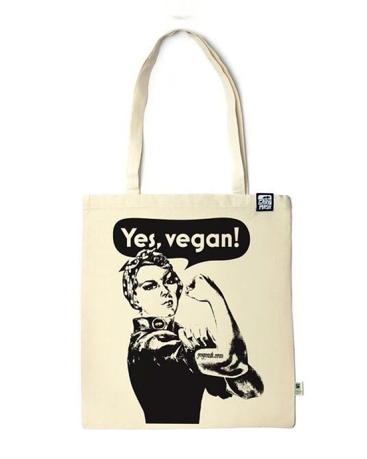 GARY MASH Baumwolltasche mit Veggie Vegan Spruch aus Biobaumwolle